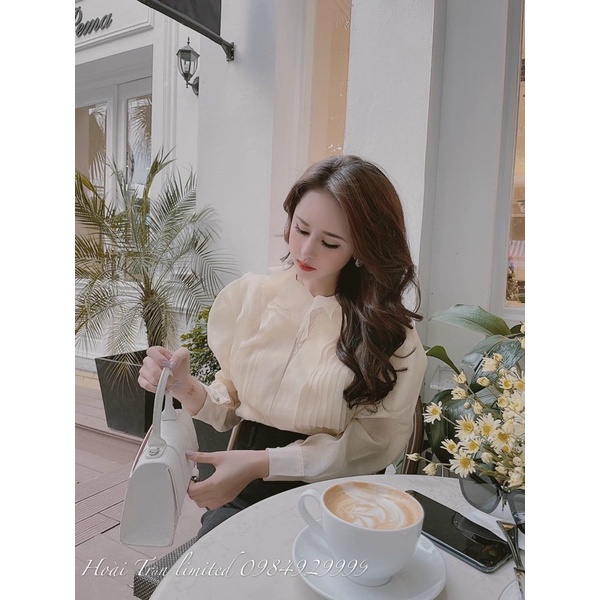 ÁO SƠ MI TƠ BÈO XẾP NẾP XOÈ BỒNG TIỂU THƯ DOLAMI
