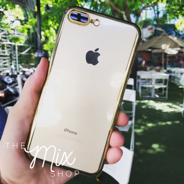 Ốp lưng dẻo trong suốt viền Vàng iPhone (themixshop)