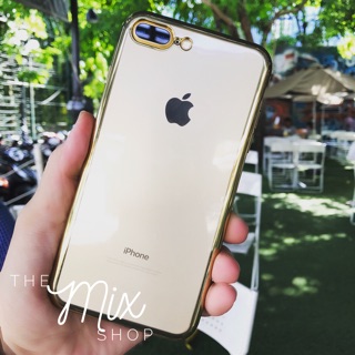 Ốp lưng dẻo trong suốt viền Vàng iPhone