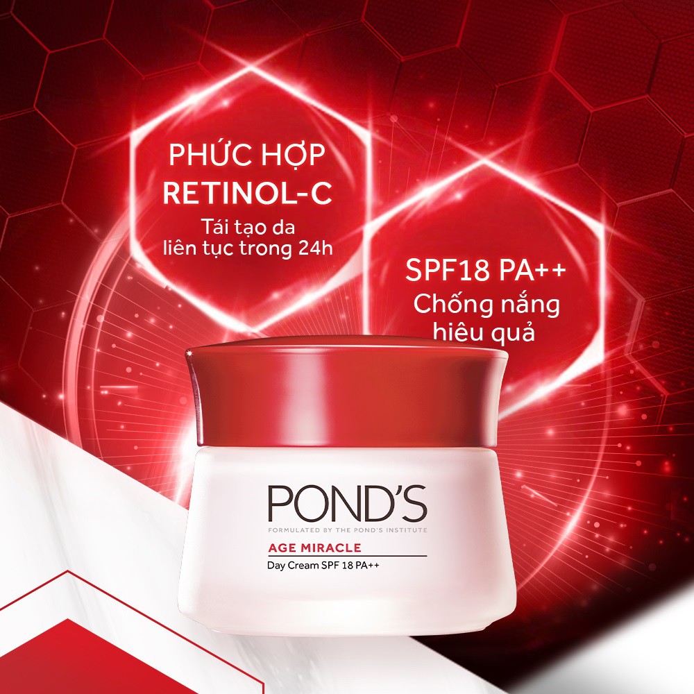 💧💧 KEM DƯỠNG TRẮNG DA CHUYÊN BIỆT Pond'S Age Miracle Day Cream CHỐNG NẾP NHĂN LÃO HOÁ (CHỐNG NẮNG SPF18)