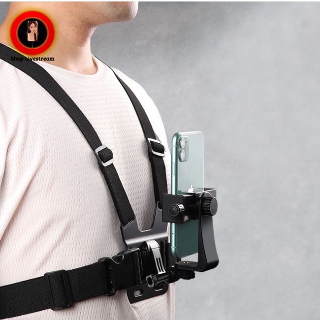 Dây đai đeo điện thoại trước ngực làm camera hành trình chuyên dụng khi đi xe đạp, moto, xe máy