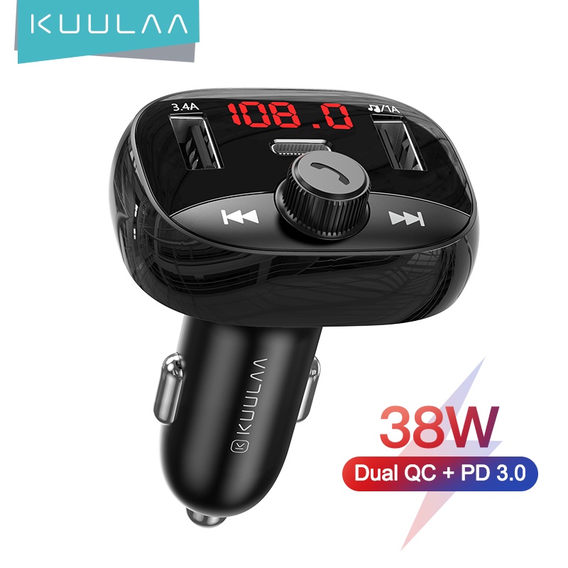 Thiết phát nhạc MP3 FM Bluetooth Kuulaa không dây rảnh tay LCD có sạc USB