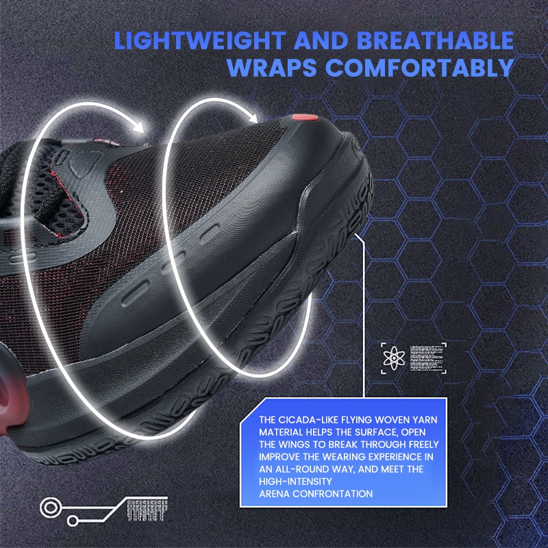 Giày Thể Thao Bóng Rổ Màu Đen Cổ Thấp Chống Trượt Cá Tính Cho Nam