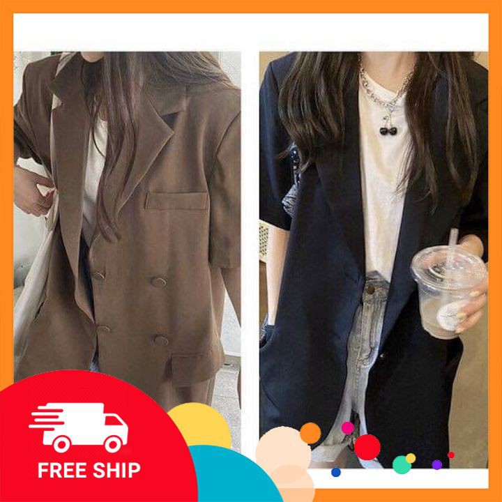 Áo BLAZER TAY NGẮN túi nắp, áo vest khoác ngoài trơn, áo vest 1 lớp style Hàn Quốc, QUYNHANHPUKA | BigBuy360 - bigbuy360.vn