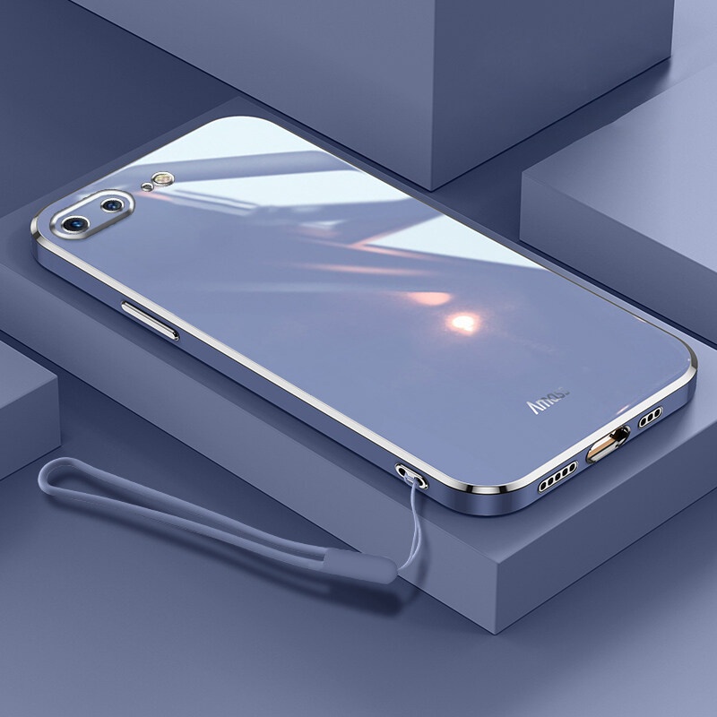 Ốp Điện Thoại Silicone Mạ Viền Sang Trọng Kèm Dây Đeo Cho iPhone 6 6s 7 8 Plus SE 2020