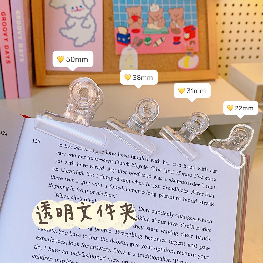 Set 5 kẹp nhựa trong suốt nhiều kích cỡ dùng để kiểm tra đồ ăn vặt