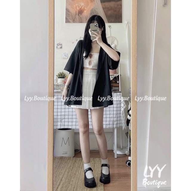 Áo khoác nữ dáng Ulzzang mũ trùm tay ngắn, Áo khoác form rộng chất thun gạo 1 lớp LYY BOUTIQUE