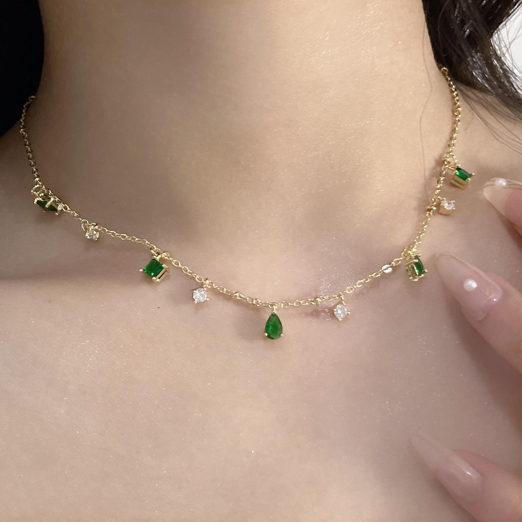 Vòng cổ Hợp Kim Mặt Đá Xanh Thời Trang Cho Nữ