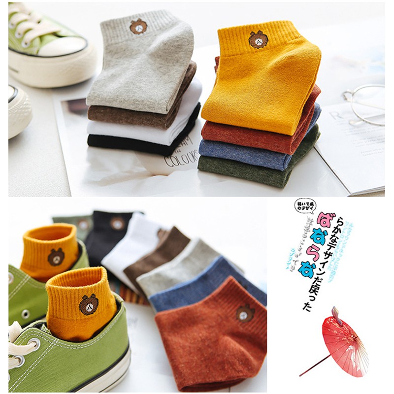 Set 5 đôi vớ ngắn Nữ Gấu nâu huyền thoại