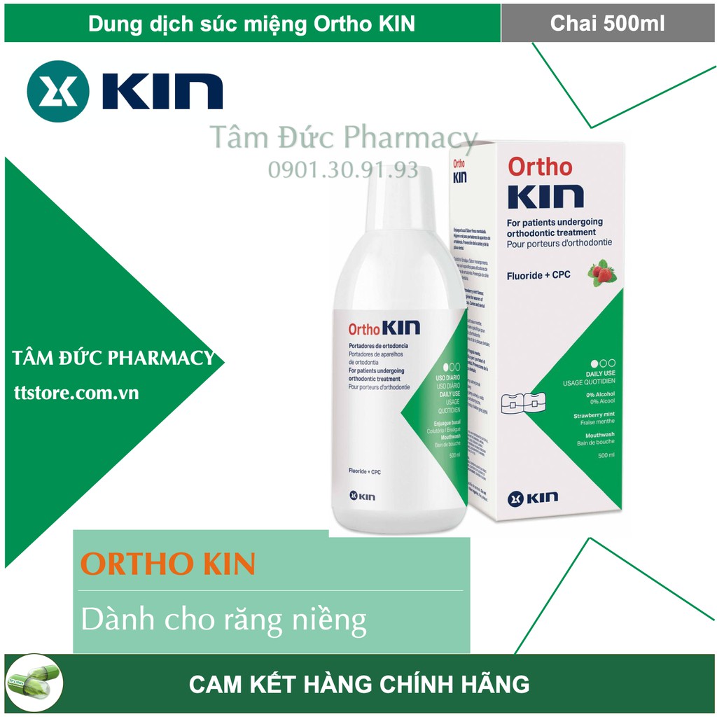 Dung dịch súc miệng Ortho KIN 500ml [KIN Ortho] - Chuyên biệt cho răng niềng, chỉnh nha