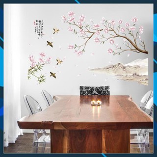 [XẢ HÀNG] Decal dán tường trang trí phòng ngủ phong cách cổ điển Tranh thủy mặc 3 - decal cành đào amyshop