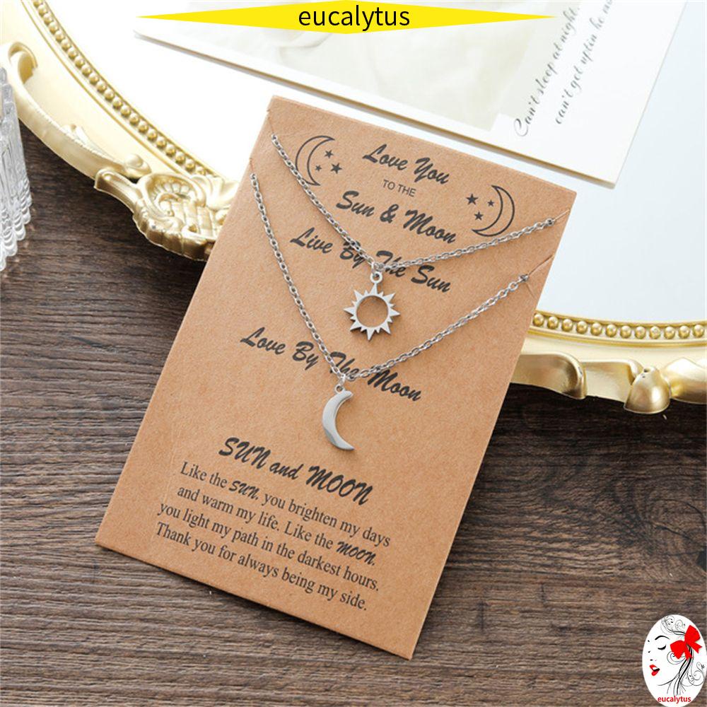 Vòng cổ cặp đôi bằng thép không gỉ phối mặt hình mặt trời mặt trăng thời trang