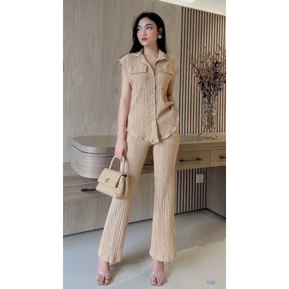(MẪU MỚI) SÉT BỘ ĐŨI XỐP NỮ ÁO PHỐI TÚI HỘP ĐI CHƠI DỰ TIỆC THANH LỊCH SANG CHẢNH HHP