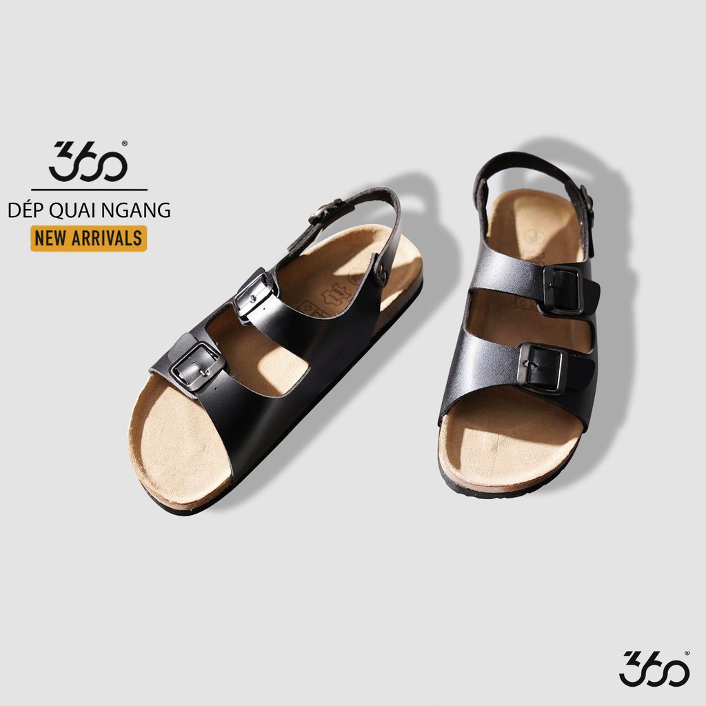 Sandal quai ngang đen đế ép 360 BOUTIQUE quai hậu xỏ ngón - DEPCN012