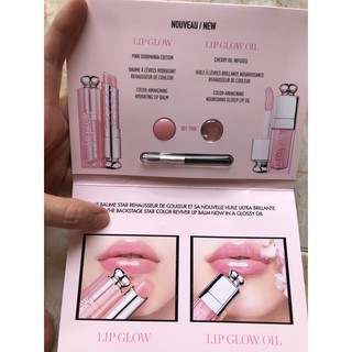 (Hàng mẫu) - Vỉ son dưỡng DIOR LIP GLOW 2 màu kèm cọ tô son