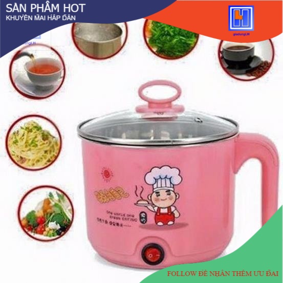 Nồi Lẩu Mini Siêu Tốc 18Cm, Đa Năng, Chiên, Hấp, Lẩu, Rán, Tiết kiệm điện, tiện dụng