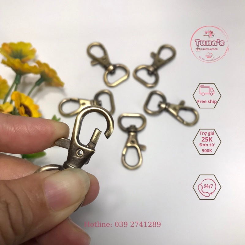 Móc cua 1,5cm làm quai túi xách handmade