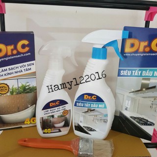 COMBO SIÊU TẨY DẦU MỠ + TẨY CẶN CANXI LÀM SẠCH VÒI SEN VÁCH KÍNH TẶNG 1 CHỔI SIÊU RẺ