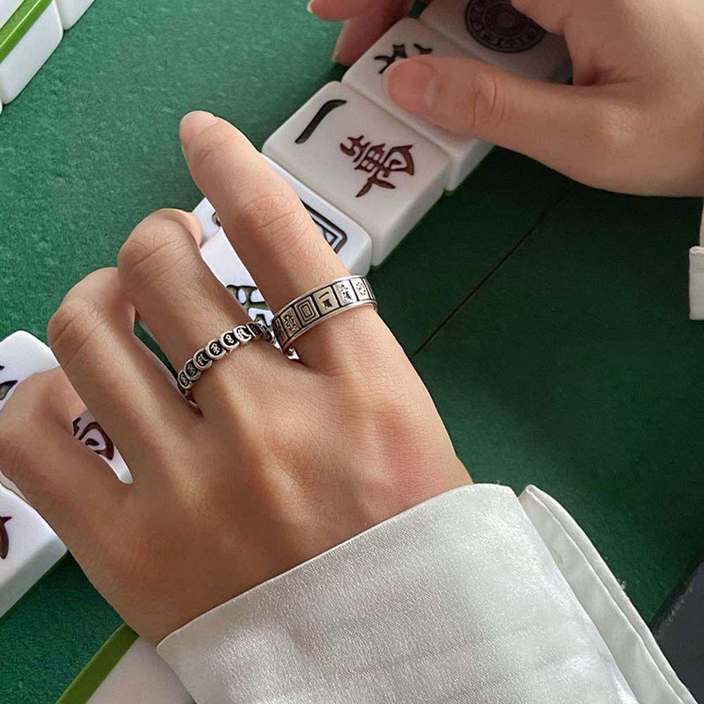 Nhẫn Mạt Chược Hình Đồng Xu Cá Tính Cho Nam Nữ