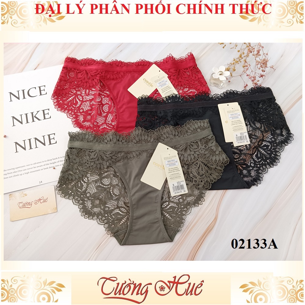 Quần lót nữ Corèle V. 02133A ren lưới thêu hoa hông .