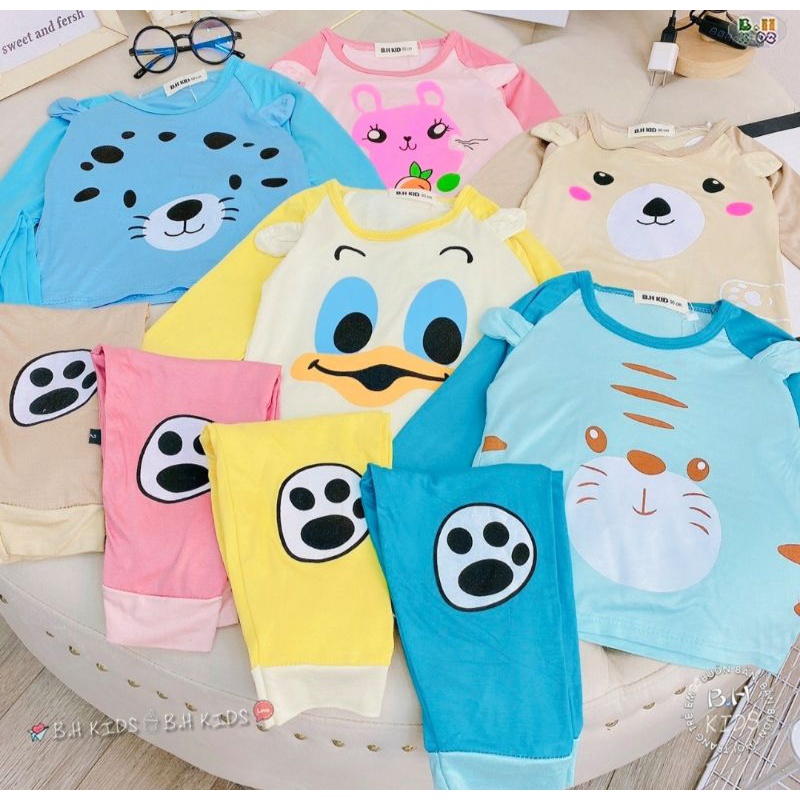 Bộ Thun Lạnh Dài Tay Thu Đông Tai Thú ngộ nghĩnh cho bé