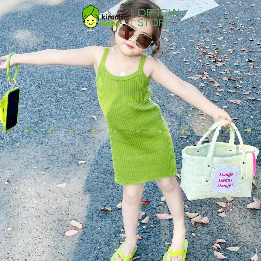 Váy 2 Dây Vải Thun Tăm Cho Bé Gái Hot Trend Sang Chảnh, Đầm Body Cho Bé Mặc Đi Chơi, Đi Biển CKV312