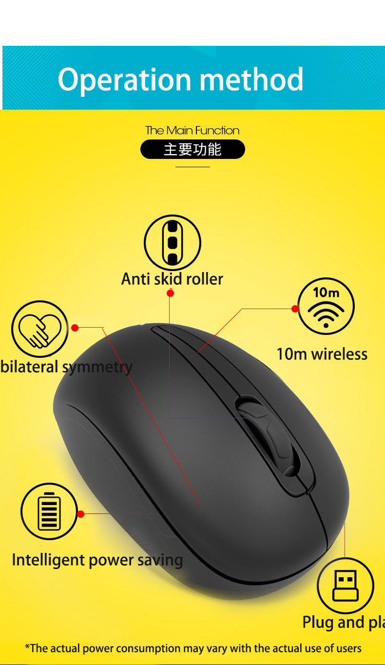 Fv-189 laptop desktop power saving mini office home 2.4G wireless mouse