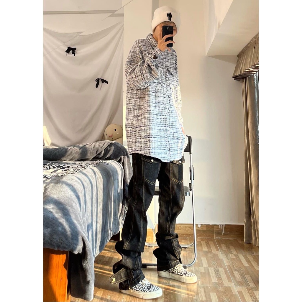 Quần Jean Ống Rộng Có Khóa Kéo Phong Cách Hip Hop Cổ Điển Độc Đáo Cho Nam Và Nữ