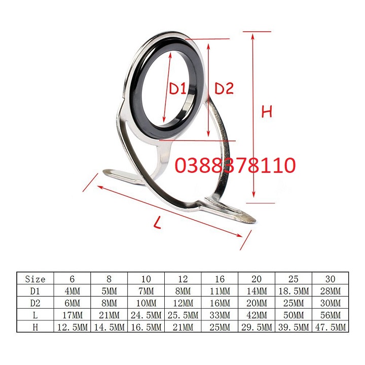 Bộ Khoen Cần Câu Máy 8 Chiếc Đủ Size