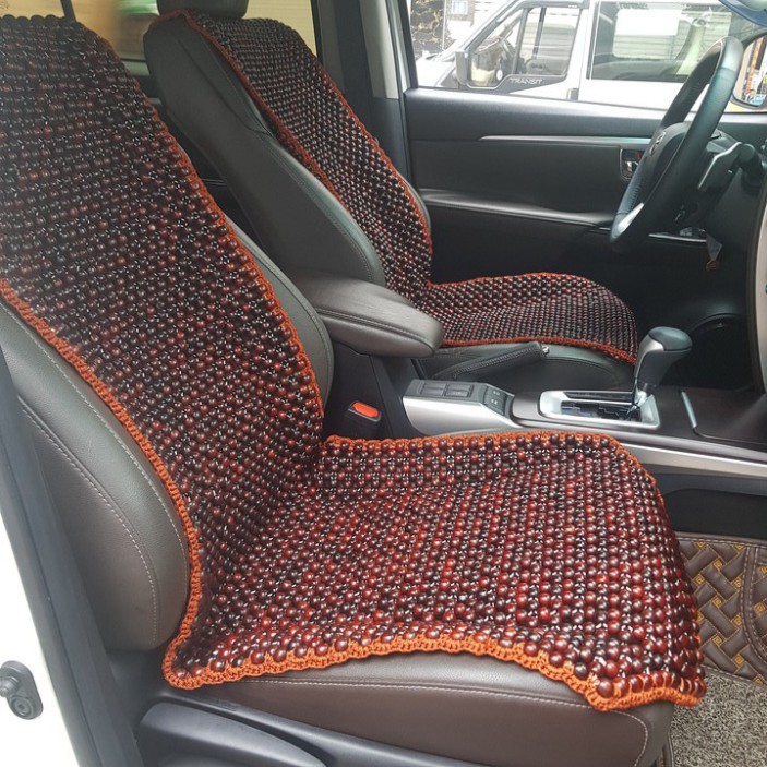 Sản Phẩm Đệm hạt gỗ tựa lưng massage ghế ô tô, kiêm dải lót hàng ghế sau 100% gỗ Cẩm Lai tự nhiên. Dạng đan kết diềm mép