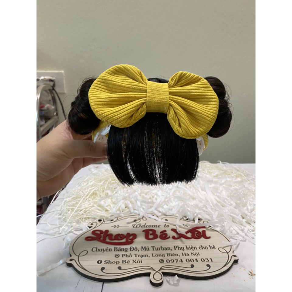 Băng đô tóc giả bé gái, turban tóc giả bé gái, turban tóc giả cho bé sơ sinh