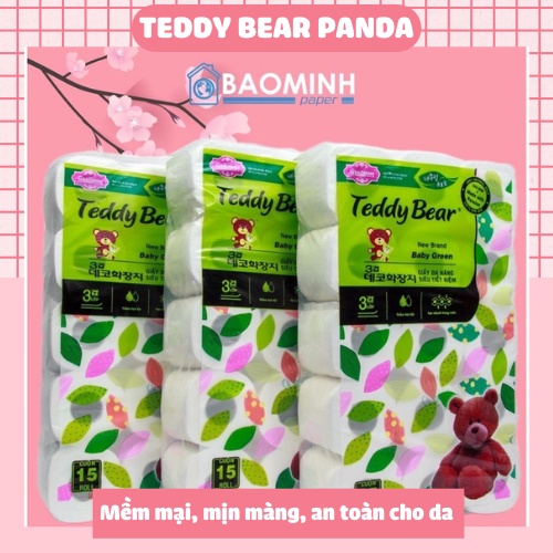 Giấy vệ sinh TEDDY BEAR 15 cuộn - lõi trắng dai mềm mịn