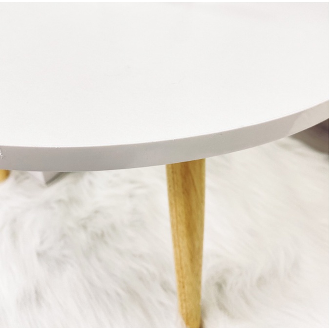 Bàn trà, bàn sofa tròn màu trắng thiết kế nhỏ gọn tiện lợi FIN-74