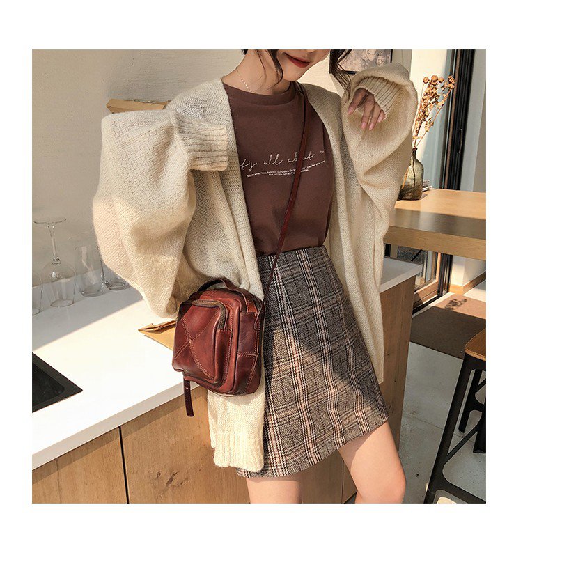 Chân Váy Len Dáng Chữ A Họa Tiết Houndstooth Phong Cách Hàn Quốc | BigBuy360 - bigbuy360.vn