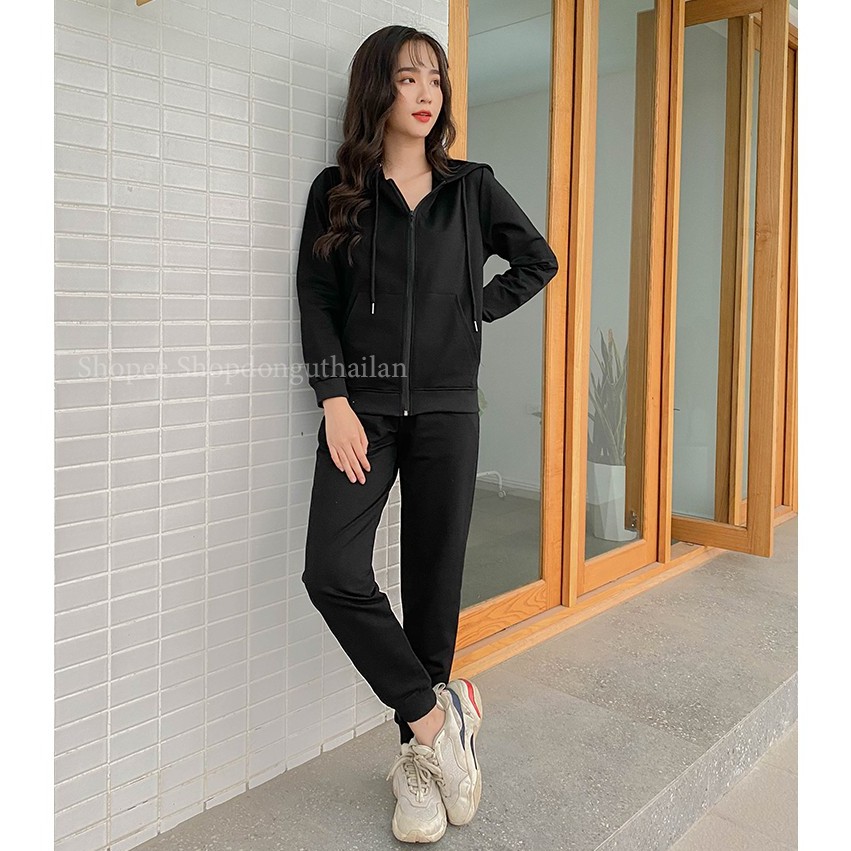 Bộ Hoodie nỉ da cá cotton cao cấp