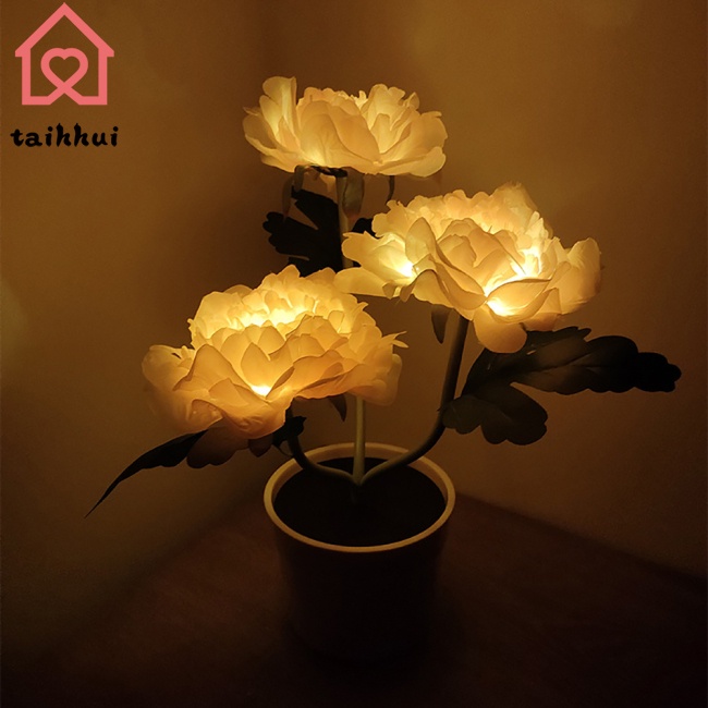Đèn Led Năng Lượng Mặt Trời Hình Hoa Mẫu Đơn Trang Trí Sân Vườn/Ban Công/Phòng Ngủ
