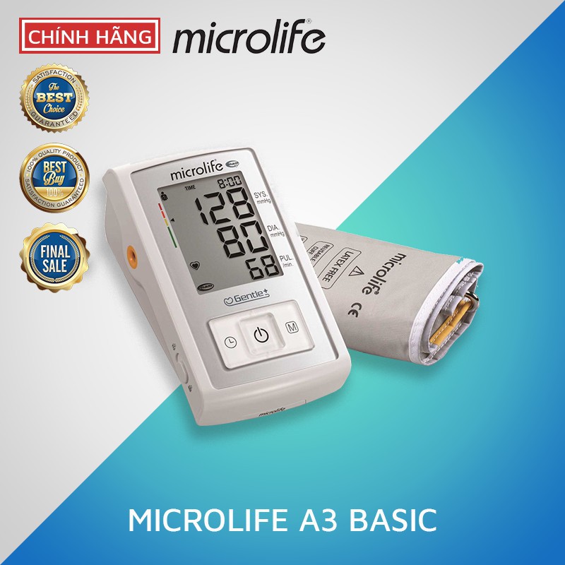 Máy đo huyết áp bắp tay Microlife A3 Basic (Trắng)