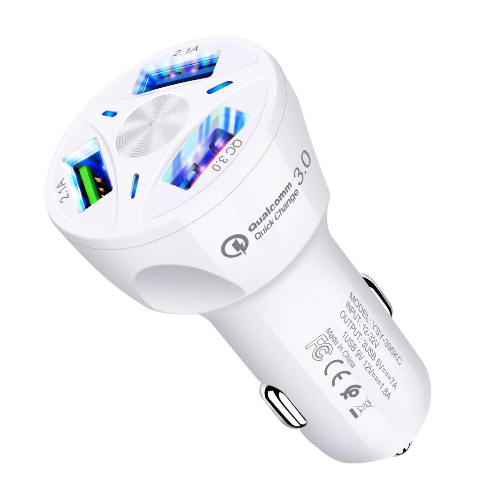 Củ sạc nhanh 3 cổng USB có đèn LED cho điện thoại 12V-24V 3A QC3.0