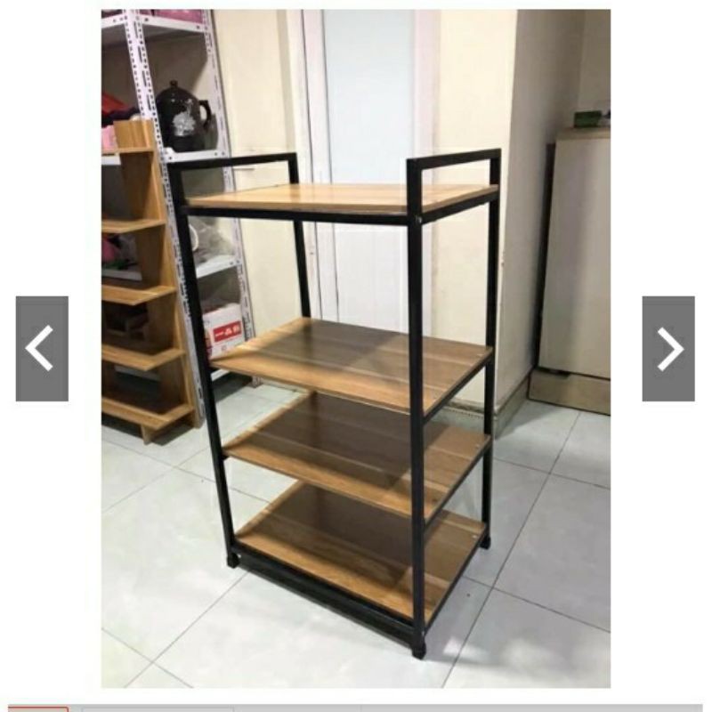 🔰MIỄN SHIP🔰Kệ Lò Vi Sóng 4 Tầng Khung Sắt Sàn Gỗ