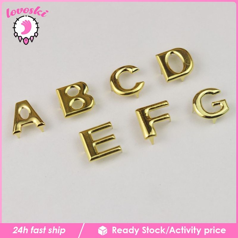 Bộ 26 đinh tán kim loại hình chữ cái A-Z trang trí quần áo / nón / túi xách