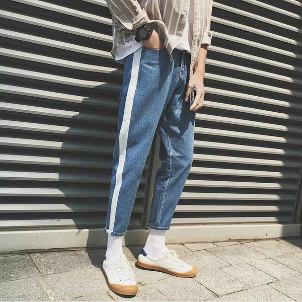 quần jean baggy sọc phong cánh | BigBuy360 - bigbuy360.vn