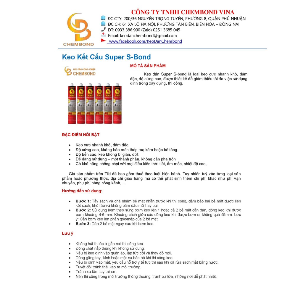 KEO KẾT CẤU SUPPER S-BOND