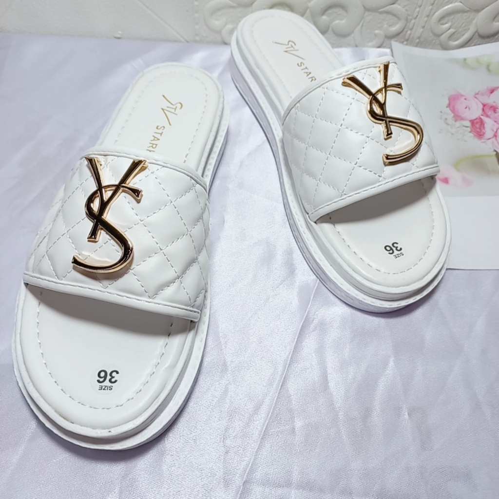 Dép bánh mì quai ngang bản rộng chữ YS đế cao tôn dáng phong cách hàn quốc ulzzang mã DYS MINHTUYETSHOES