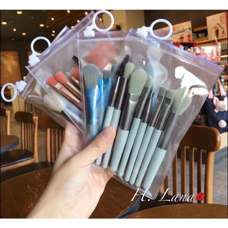 Bộ Cọ Trang Điểm 8 Cây Vintage Siêu Cute Trong Túi Zip Hàn quốc chuẩn loại 1