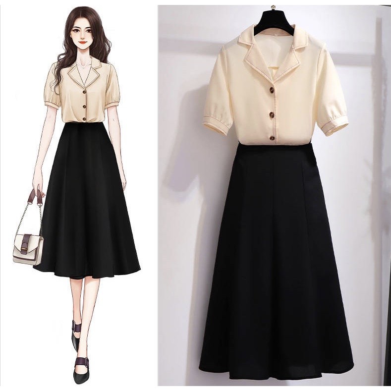 Chân váy Midi đen cho người béo , mập - Chân váy bigsize