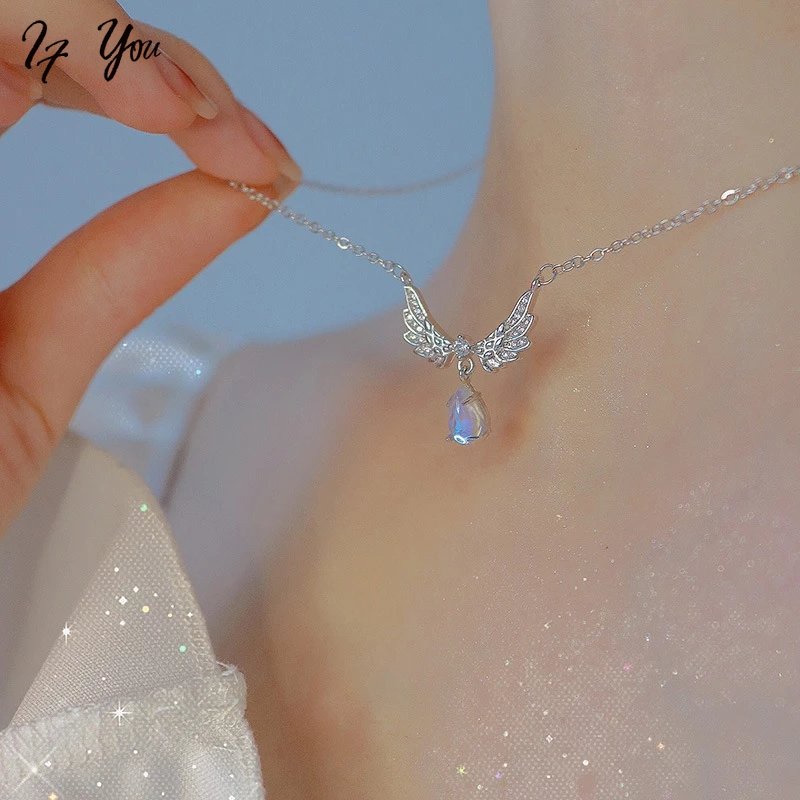 Vòng cổ AY mặt hình đôi cánh thiên thần đính đá nhiều màu thời trang