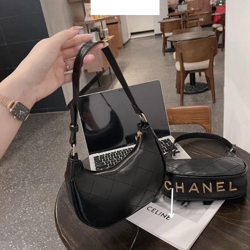 Túi kẹp nách cha.nel dáng bầu mẫu mới nhất size 20cm JUMITO