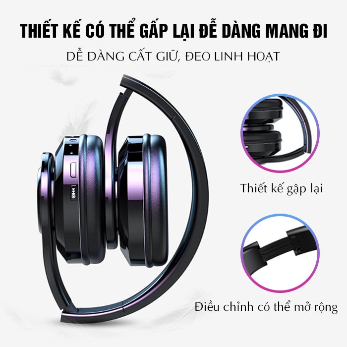 Tai Nghe Bluetooth Chụp Tai Không Dây Gaming Có Mic Âm Thanh Nổi Hifi Headphone Gaming Bluetooth Âm Bass Mạnh Mẽ