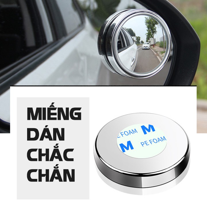 Bộ 2 gương cầu lồi gắn kính chiếu hậu xe hơi, xe oto xóa điểm mù