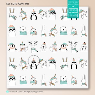 Decal trang trí 𝐒𝐄𝐓 𝐂𝐔𝐓𝐄 𝐈𝐂𝐎𝐍 #𝟎𝟏 trang trí góc nhỏ cho BÉ YÊU